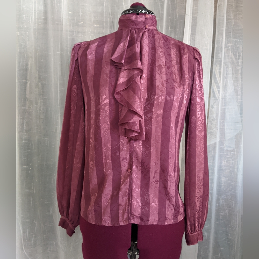 Burgundy pink blouse with neck ruffle by San Andre